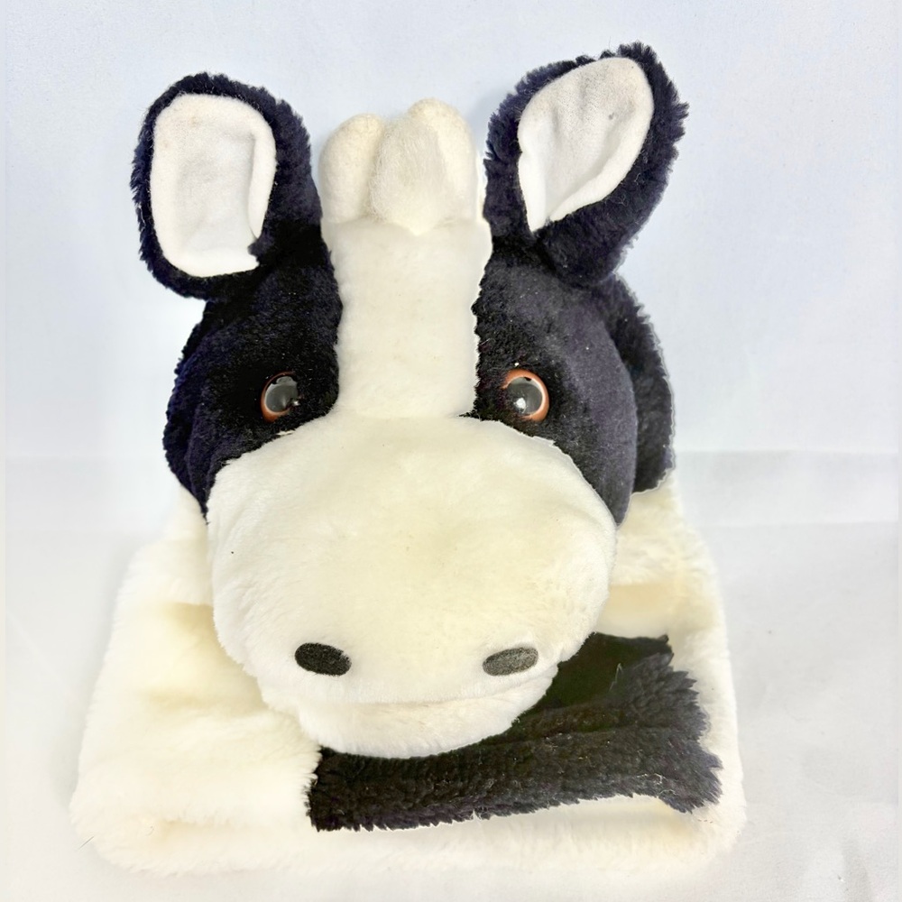 Vintage Dakin Milly the Cow Plush Hand Puppet 10” 1984 Black White